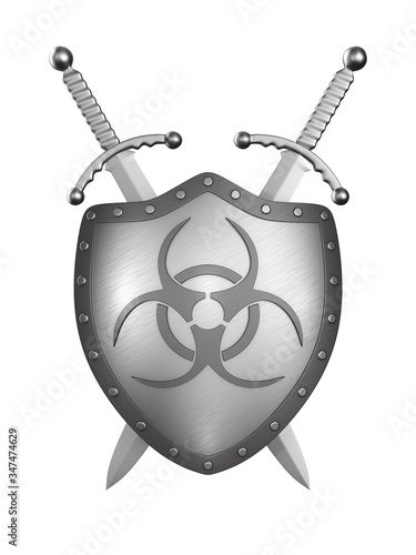 metallic shield with symbol...