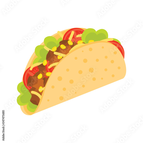 Taco Mexico food. Tacos with meat and vegetable. Traditional mexican fast food.
