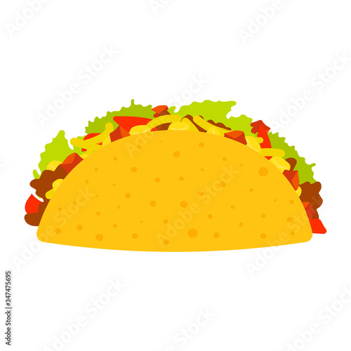 Taco Mexico food. Tacos with meat and vegetable. Traditional mexican fast food.
