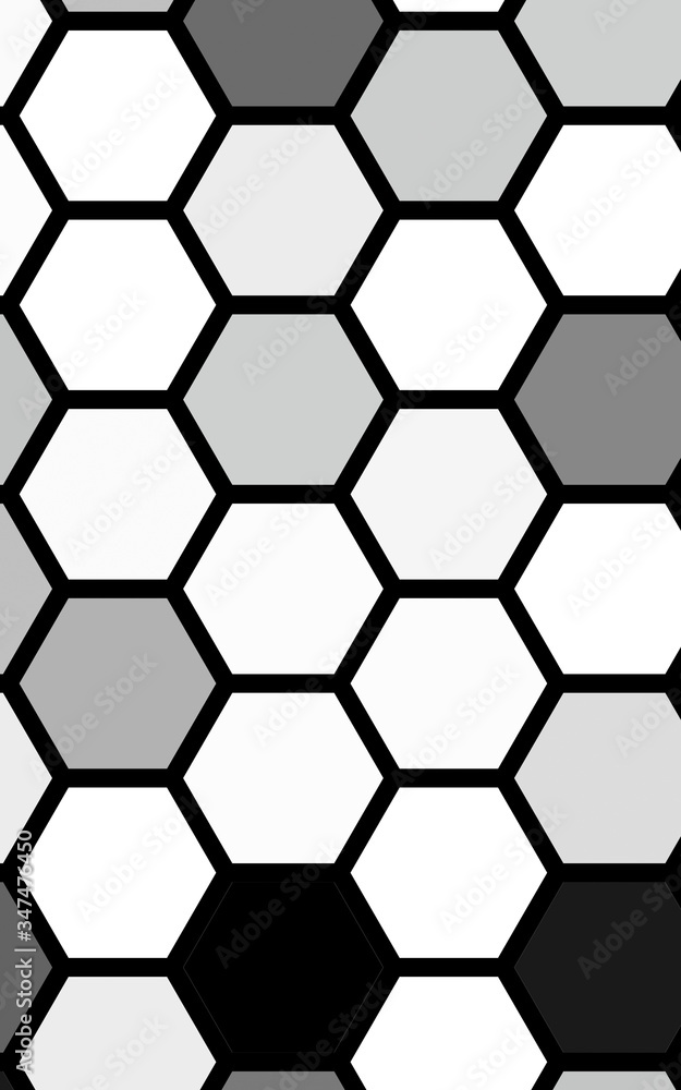 White honeycomb with a gradient color. Isometric geometry. 3D illustration White honeycomb with a gradient color. Isometric geometry. 3D illustration