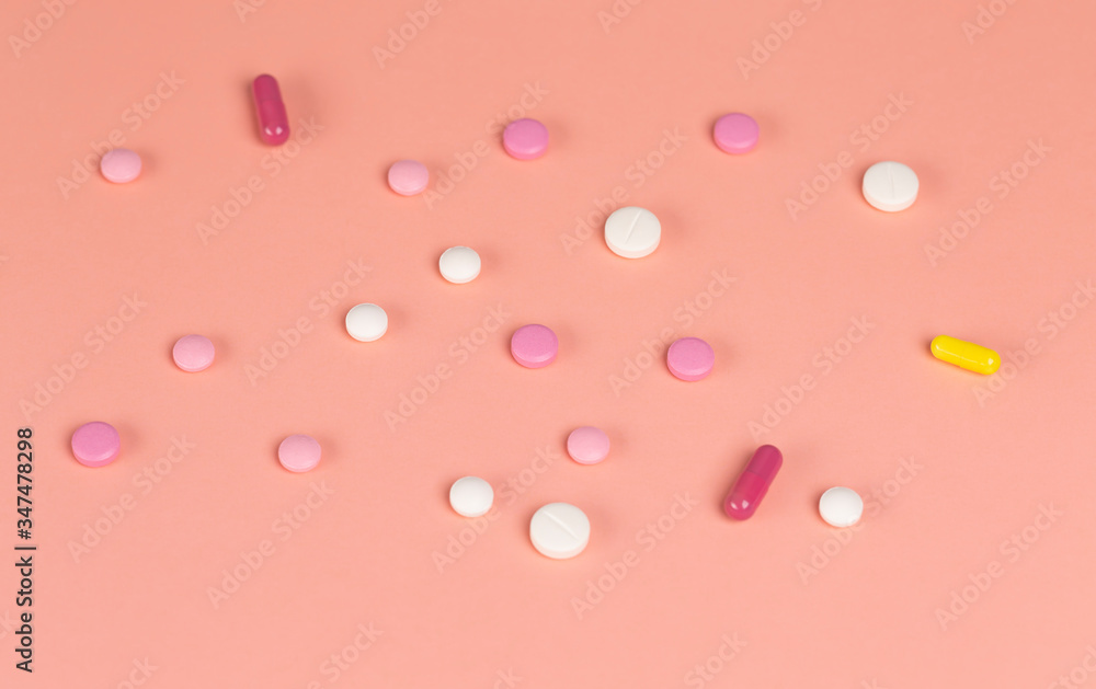 Different medications. Various pills and capsules. One-color backdrop. Different medications. Various pills and capsules. One-color backdrop.