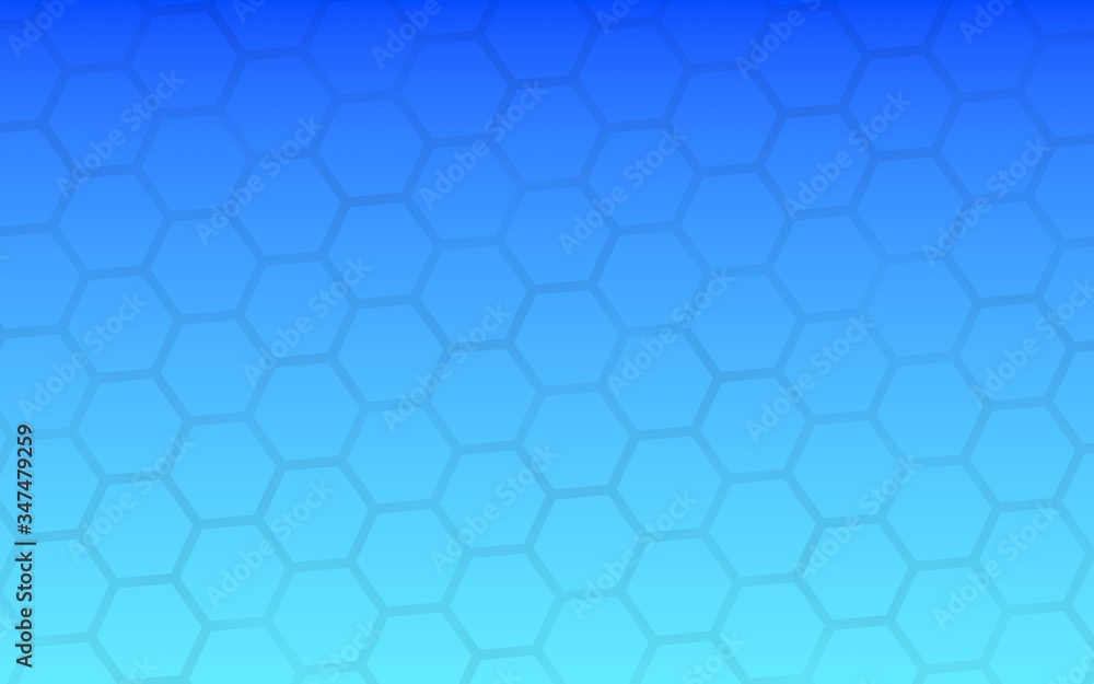 Translucent honeycomb on a gradient blue sky background. Perspective view on polygon look like honeycomb. Isometric geometry. 3D illustration Translucent honeycomb on a gradient blue sky background. Perspective view on polygon look like honeycomb. Isometric geometry. 3D illustration