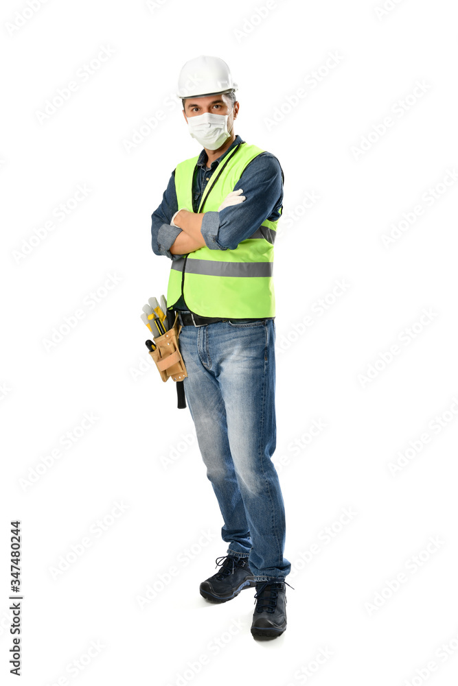 Manual Worker wearing Face Mask and Protective Gloves
Manual Worker wearing Face Mask and Protective Gloves