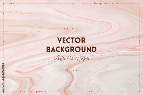 Fluid art texture. Abstract backdrop with swirling paint effect. Liquid acrylic artwork with flows and splashes. Mixed paints for posters or wallpapers. Lavender, beige and white overflowing colors