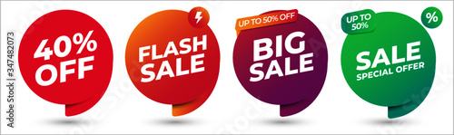 Discount offer icon set, vector graphic