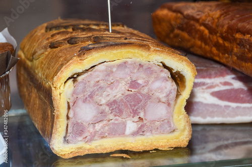 Italian sliced cured coppa with spices. Raw ham. Crudo or jamon. photo