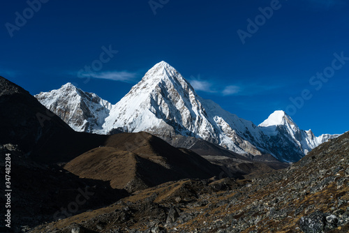 Pumo ri mountain peak in Everest region of Nepal