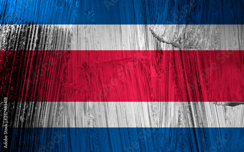 Costa Rica flag on metal scratched effect