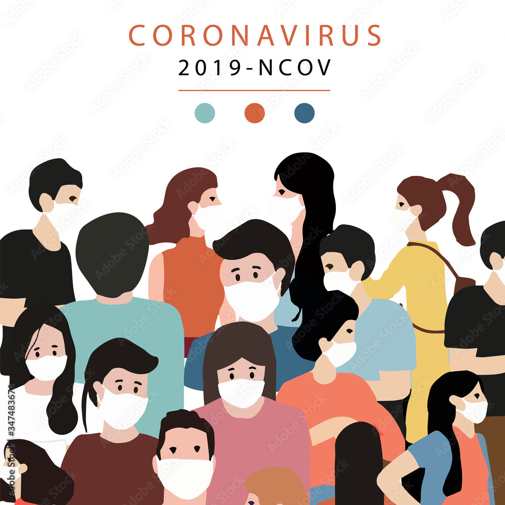 Novel coronavirus background and covid-19 concept of people in city design to prevent the spread of bacteria, viruses.Vector illustration for poster