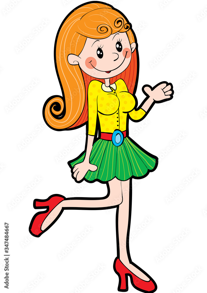 stylized drawing of a teenager girl, isolated object on a white background. vector illustration, stylized drawing of a teenager girl, isolated object on a white background. vector illustration,