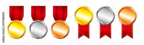 set of gold silver and bronze medals