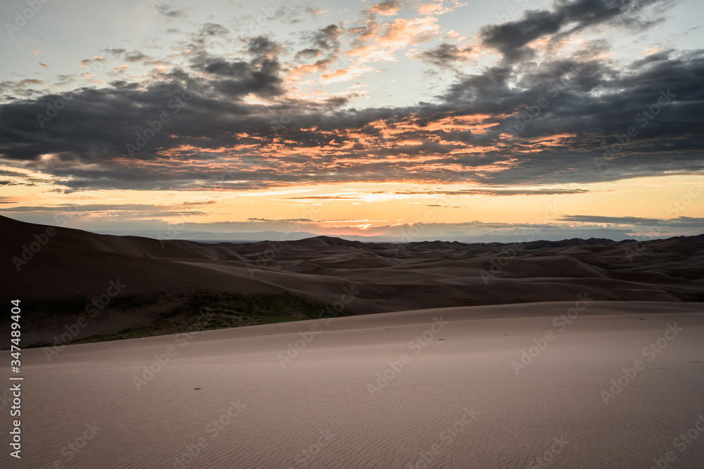 Sunset Over Endless Sand Dunes