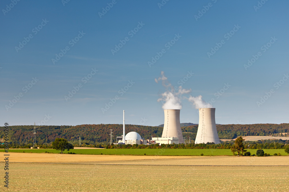 Nuclear Power Station In Green Landscape