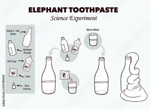  Vector illustration of Elephant's toothpaste experiment