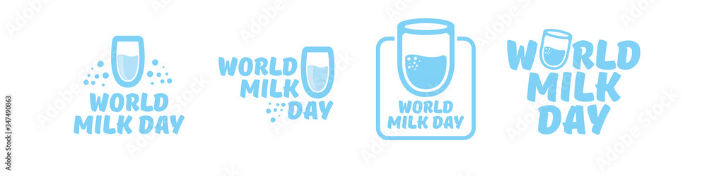 vector world milk day outline style icons set or label isolated on ...