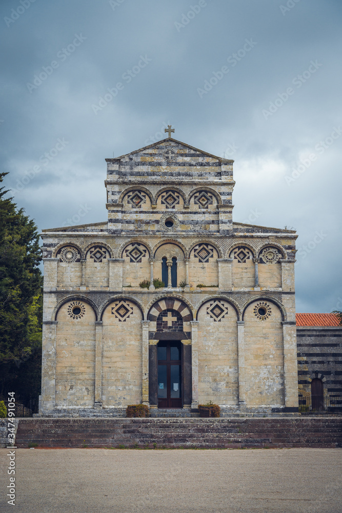 The view of old Monasterio Benedettino San Pietro di Sorres in Sardinia