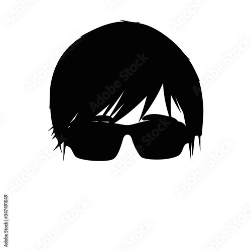 Men wearing sunglasses with disheveled hair. vector illustration of a face