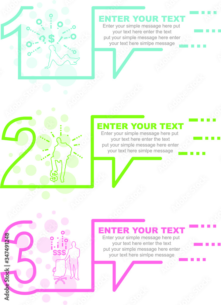 Minimal business infographic template with number 3 options or steps colored Minimal business infographic template with number 3 options or steps colored