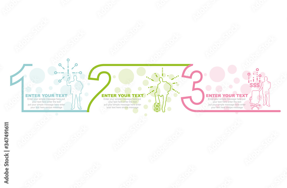 Business infographic template with numbers 3 options or steps colorful Business infographic template with numbers 3 options or steps colorful