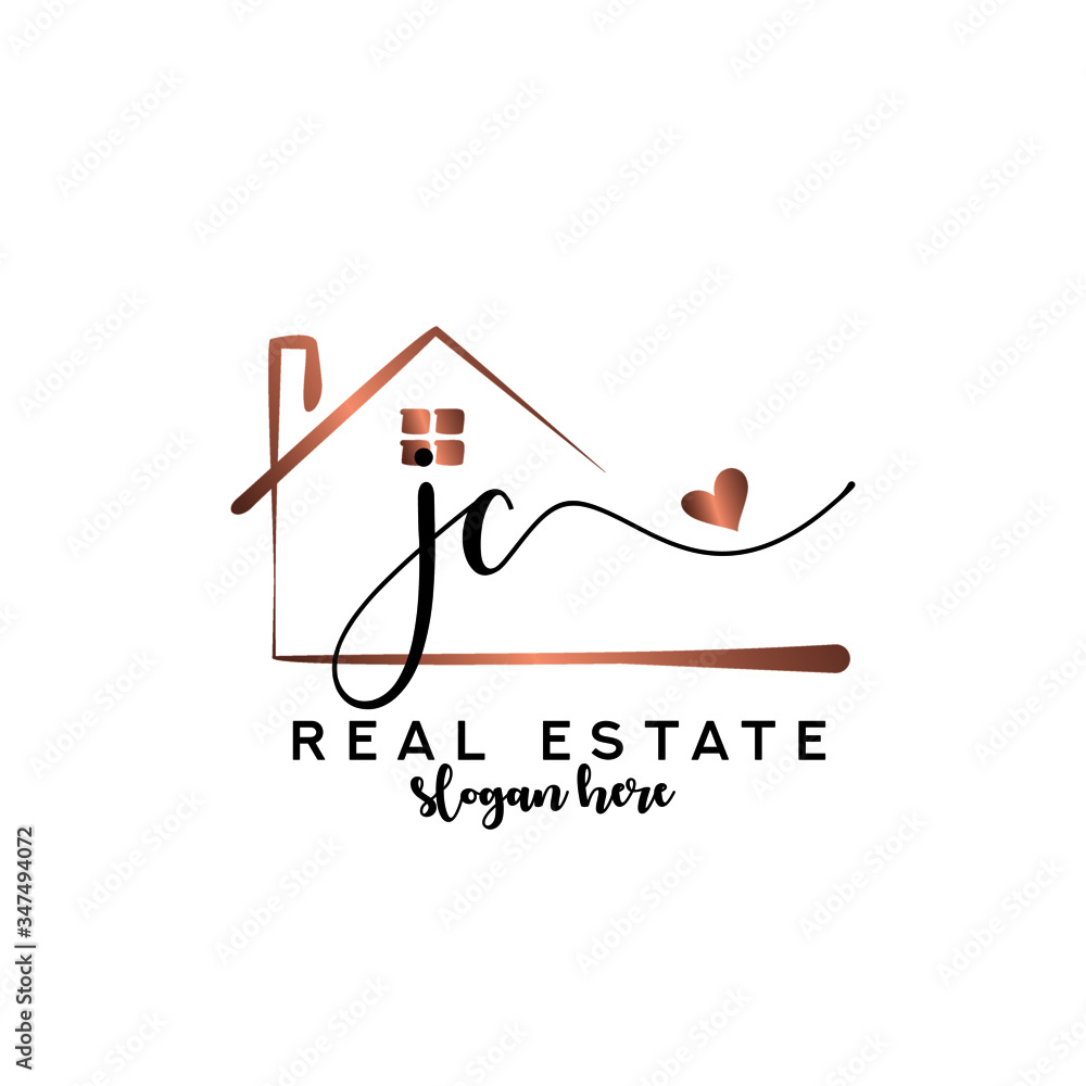 Initial handwriting JC with Real estate logo concept, real estate logo