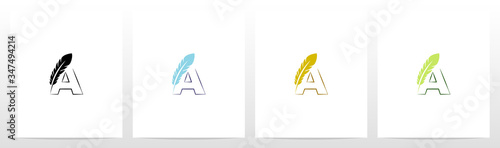 Feather Quill On Letter Logo Design A