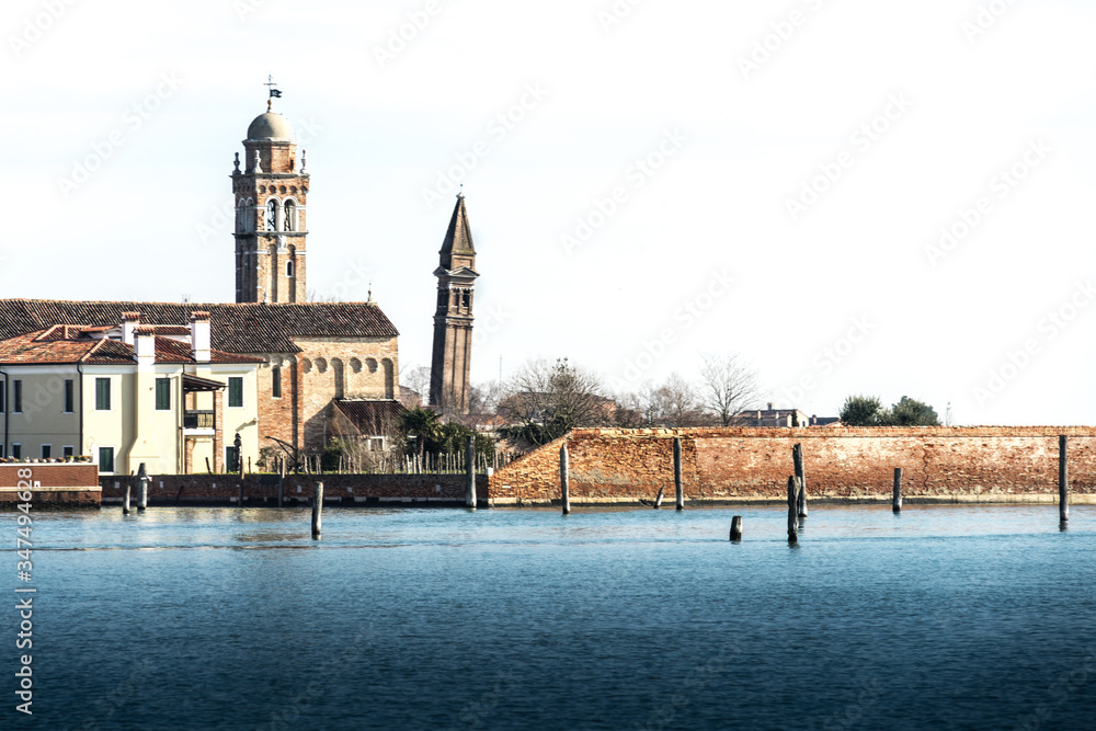Obraz premium Crooked bell tower on the island of Burano