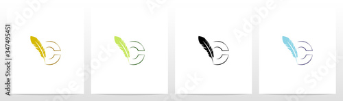 Feather Quill On Letter Logo Design C