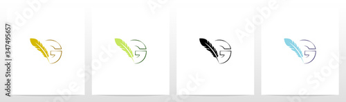 Feather Quill On Letter Logo Design G