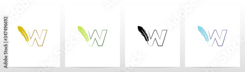 Feather Quill On Letter Logo Design W
