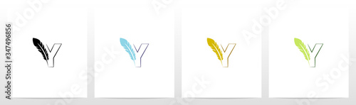Feather Quill On Letter Logo Design Y