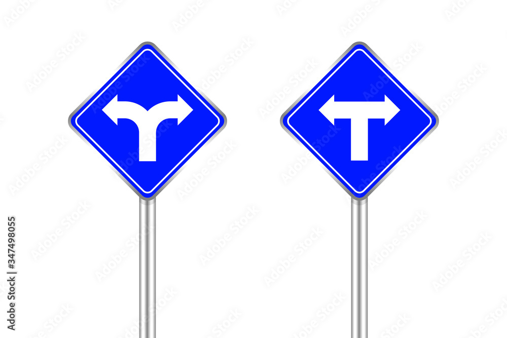 road sign of arrow pointing bend to left and right, traffic road sign ...