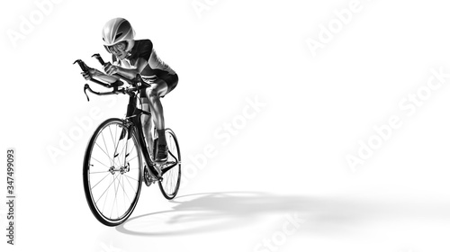 Sport. Athlete cyclists in silhouettes on white background. Isolated on  white.