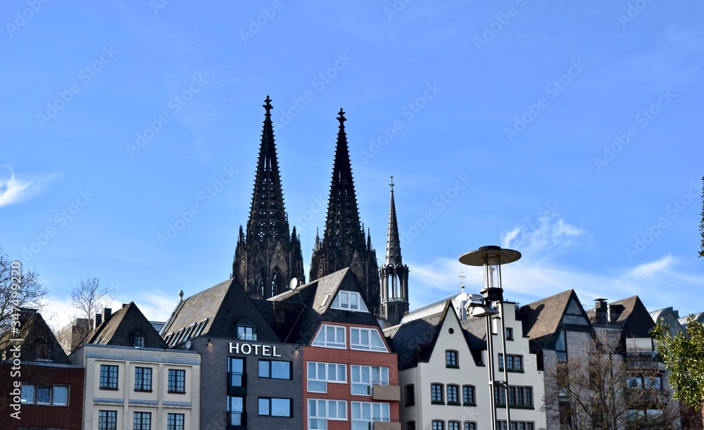 Naklejka premium The Cologne cathedral in the distance.