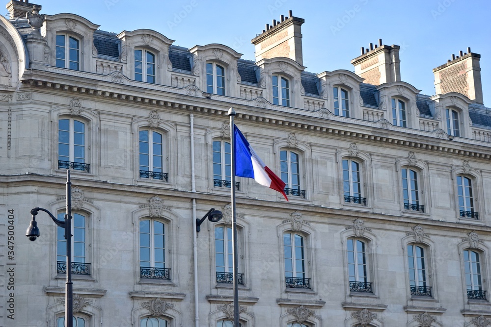 Flag of France at the city.
