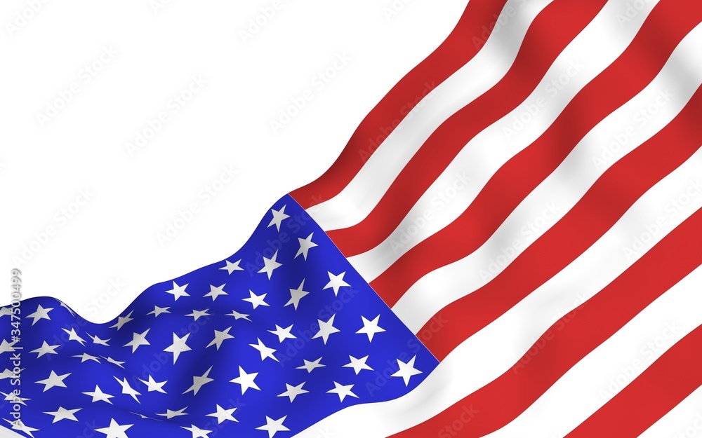 Obraz premium Waving flag of the United States of America. Stars and Stripes. State symbol of the USA. 3D illustration