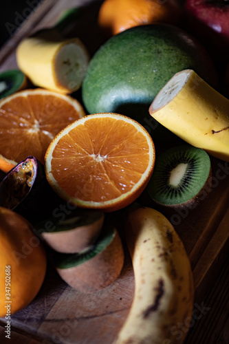 fruits on a wooden board