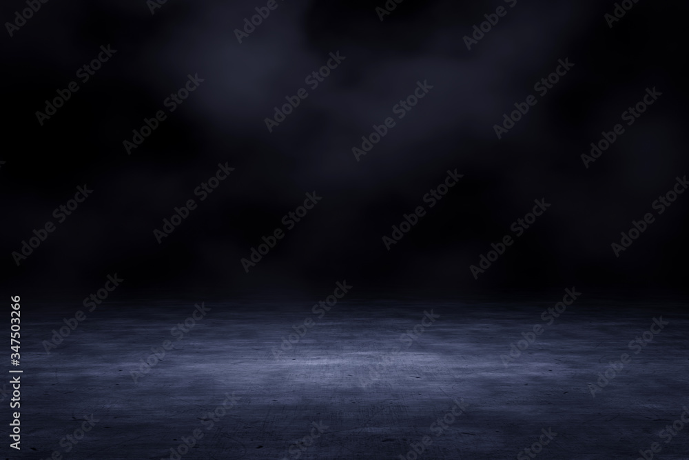 Fototapeta Dark scene with smoke background. 3D rendering.