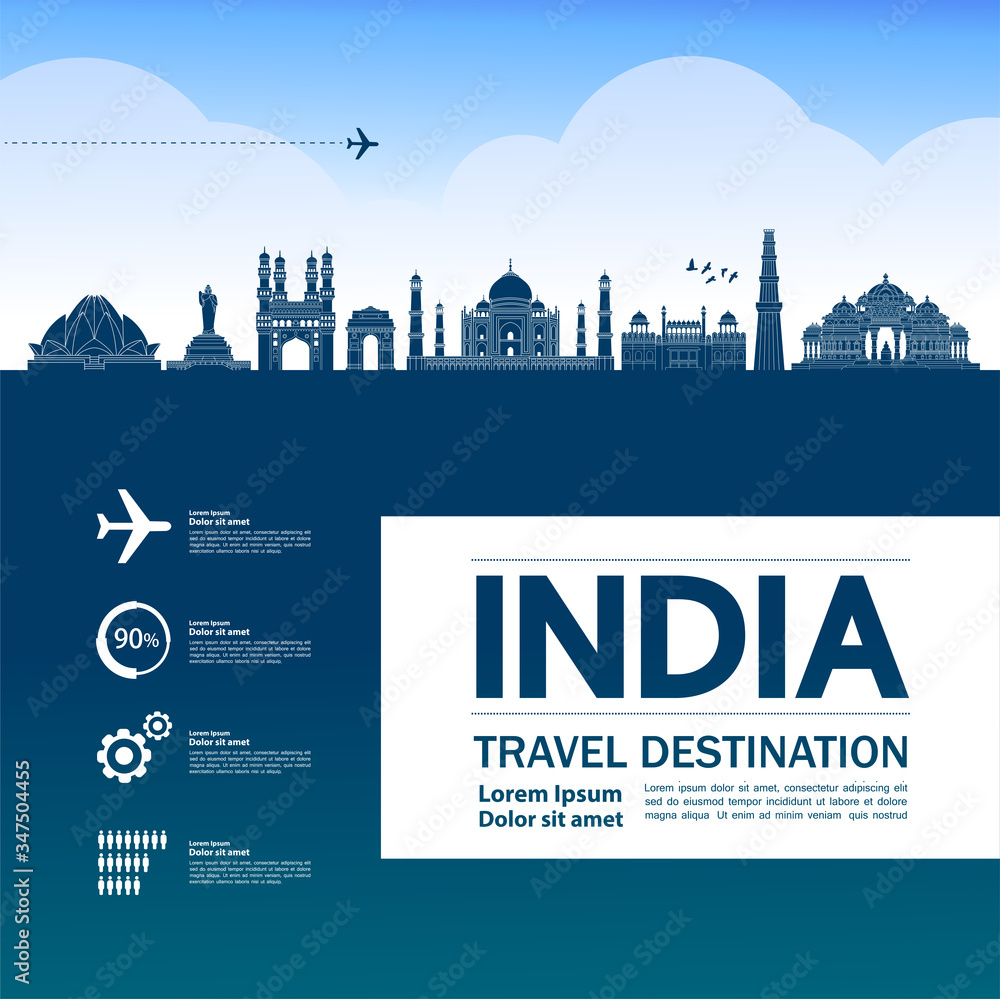 Obraz premium India travel destination grand vector illustration.