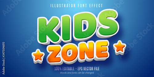 Kids zone text, 3d kids section style editable text effect