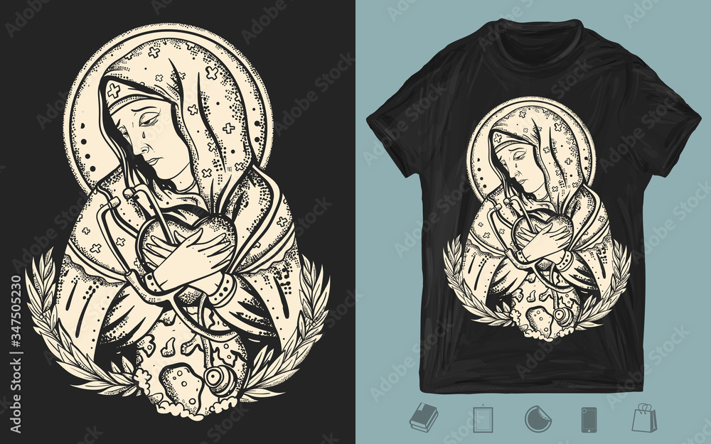 Coronavirus art. Doctor Virgin Mary 