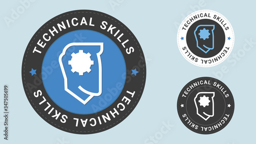 Competency stamp vector illustration. Vector certificate icon. Vector combination for flat style certificate.