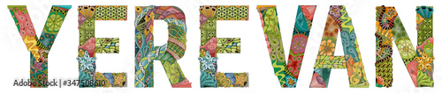 Yerevan city is the capital of Armenia. Vector decorative zentangle object for decoration