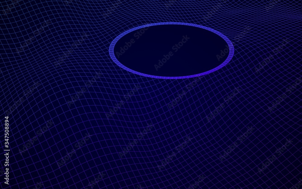 Abstract landscape on a blue background. Cyberspace grid. Mockup. hi tech network, technology. 3D illustration