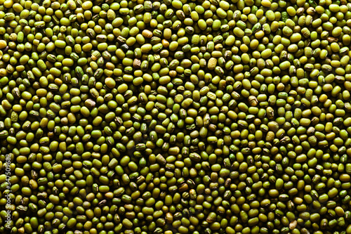 Source of vegetable protein. Mung beans texture. A balanced  healthy diet for vegans and vegans.