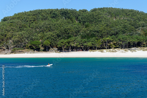 deserted tropical sand beach sea view