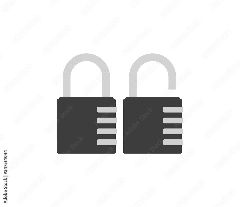 Lock icons set on white background, flat design vector illustration Lock icons set on white background, flat design vector illustration
