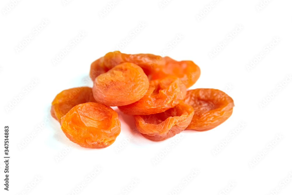 Dried apricot fruits isolated on white background Dried apricot fruits isolated on white background