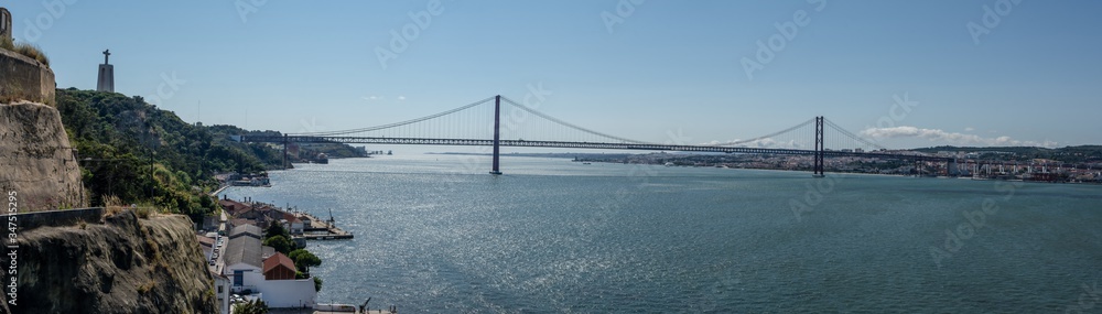 christ the king and ponte 25 de abril in lisbon