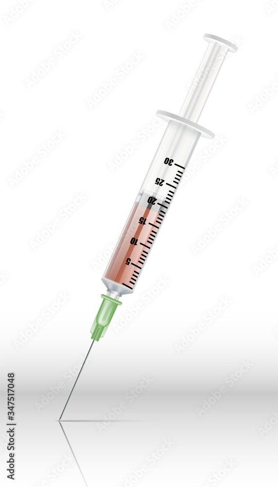 3d realistic vector syringe with medicine inside. Isolated icon illustration. 3d realistic vector syringe with medicine inside. Isolated icon illustration.