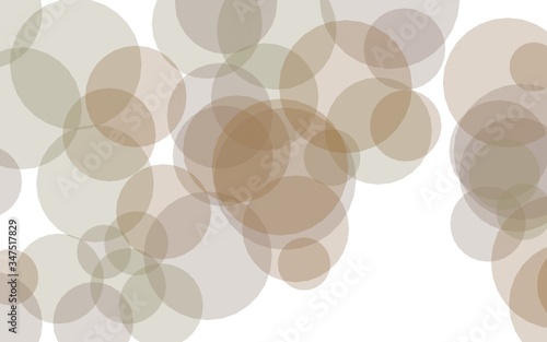 Multicolored translucent circles on a white background. Yellow tones. 3D illustration